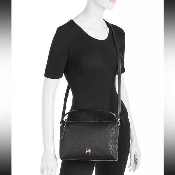 Mk shailene black gold studded pull zip nwt - Picture 2 of 15